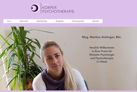 Screenshot Website Psychotherapeutin Martina Aichinger Villach